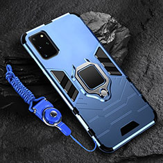 Silikon Hülle Handyhülle und Kunststoff Schutzhülle Tasche mit Magnetisch Fingerring Ständer R02 für Samsung Galaxy S20 Plus 5G Blau