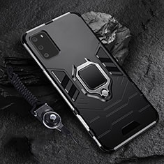 Silikon Hülle Handyhülle und Kunststoff Schutzhülle Tasche mit Magnetisch Fingerring Ständer R02 für Samsung Galaxy S20 Schwarz