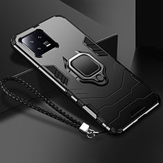 Silikon Hülle Handyhülle und Kunststoff Schutzhülle Tasche mit Magnetisch Fingerring Ständer R02 für Xiaomi Mi 13 5G Schwarz