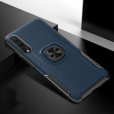 Silikon Hülle Handyhülle und Kunststoff Schutzhülle Tasche mit Magnetisch Fingerring Ständer R02 für Xiaomi Mi A3 Blau