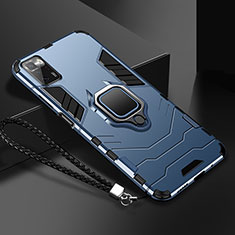 Silikon Hülle Handyhülle und Kunststoff Schutzhülle Tasche mit Magnetisch Fingerring Ständer R02 für Xiaomi Poco X3 GT 5G Blau
