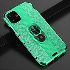 Silikon Hülle Handyhülle und Kunststoff Schutzhülle Tasche mit Magnetisch Fingerring Ständer R03 für Apple iPhone 11 Grün