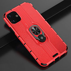 Silikon Hülle Handyhülle und Kunststoff Schutzhülle Tasche mit Magnetisch Fingerring Ständer R03 für Apple iPhone 11 Rot