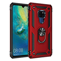 Silikon Hülle Handyhülle und Kunststoff Schutzhülle Tasche mit Magnetisch Fingerring Ständer R03 für Huawei Mate 20 Rot