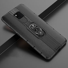 Silikon Hülle Handyhülle und Kunststoff Schutzhülle Tasche mit Magnetisch Fingerring Ständer R03 für Huawei Mate 20 X 5G Schwarz