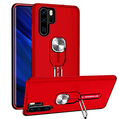 Silikon Hülle Handyhülle und Kunststoff Schutzhülle Tasche mit Magnetisch Fingerring Ständer R03 für Huawei P30 Pro Rot