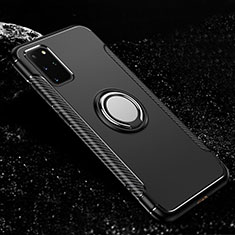 Silikon Hülle Handyhülle und Kunststoff Schutzhülle Tasche mit Magnetisch Fingerring Ständer R03 für Samsung Galaxy S20 Plus 5G Schwarz