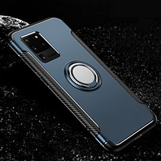 Silikon Hülle Handyhülle und Kunststoff Schutzhülle Tasche mit Magnetisch Fingerring Ständer R03 für Samsung Galaxy S20 Ultra 5G Hellblau
