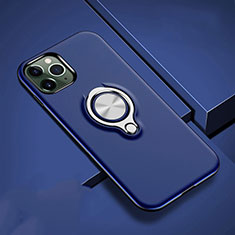 Silikon Hülle Handyhülle und Kunststoff Schutzhülle Tasche mit Magnetisch Fingerring Ständer R04 für Apple iPhone 11 Pro Blau