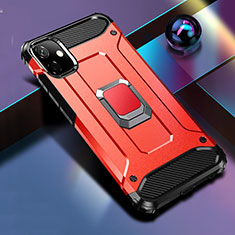 Silikon Hülle Handyhülle und Kunststoff Schutzhülle Tasche mit Magnetisch Fingerring Ständer R04 für Apple iPhone 11 Rot