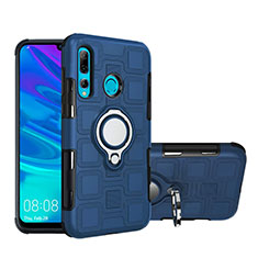 Silikon Hülle Handyhülle und Kunststoff Schutzhülle Tasche mit Magnetisch Fingerring Ständer R04 für Huawei Honor 20 Lite Blau