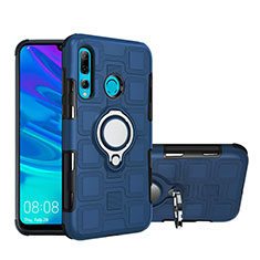 Silikon Hülle Handyhülle und Kunststoff Schutzhülle Tasche mit Magnetisch Fingerring Ständer R04 für Huawei Honor 20E Blau