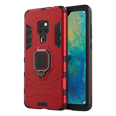 Silikon Hülle Handyhülle und Kunststoff Schutzhülle Tasche mit Magnetisch Fingerring Ständer R04 für Huawei Mate 20 Rot