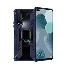 Silikon Hülle Handyhülle und Kunststoff Schutzhülle Tasche mit Magnetisch Fingerring Ständer R04 für Huawei Nova 6 5G Blau