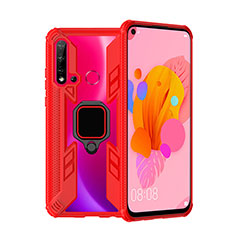 Silikon Hülle Handyhülle und Kunststoff Schutzhülle Tasche mit Magnetisch Fingerring Ständer R04 für Huawei P20 Lite (2019) Rot