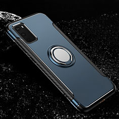 Silikon Hülle Handyhülle und Kunststoff Schutzhülle Tasche mit Magnetisch Fingerring Ständer R04 für Samsung Galaxy S20 5G Hellblau