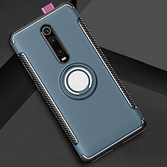 Silikon Hülle Handyhülle und Kunststoff Schutzhülle Tasche mit Magnetisch Fingerring Ständer R04 für Xiaomi Mi 9T Pro Blau