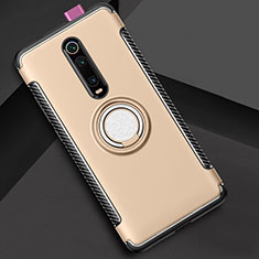 Silikon Hülle Handyhülle und Kunststoff Schutzhülle Tasche mit Magnetisch Fingerring Ständer R04 für Xiaomi Mi 9T Pro Gold