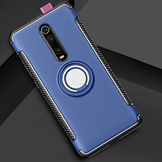 Silikon Hülle Handyhülle und Kunststoff Schutzhülle Tasche mit Magnetisch Fingerring Ständer R04 für Xiaomi Mi 9T Pro Hellblau