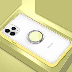 Silikon Hülle Handyhülle und Kunststoff Schutzhülle Tasche mit Magnetisch Fingerring Ständer R05 für Apple iPhone 11 Pro Gelb