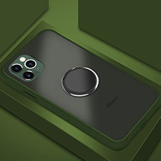 Silikon Hülle Handyhülle und Kunststoff Schutzhülle Tasche mit Magnetisch Fingerring Ständer R05 für Apple iPhone 11 Pro Max Grau
