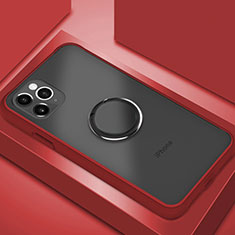 Silikon Hülle Handyhülle und Kunststoff Schutzhülle Tasche mit Magnetisch Fingerring Ständer R05 für Apple iPhone 11 Pro Max Rot