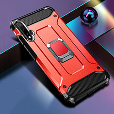 Silikon Hülle Handyhülle und Kunststoff Schutzhülle Tasche mit Magnetisch Fingerring Ständer R05 für Huawei Nova 5 Rot