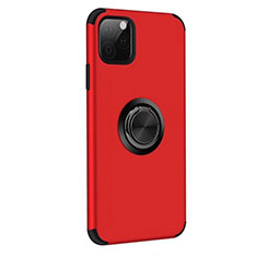 Silikon Hülle Handyhülle und Kunststoff Schutzhülle Tasche mit Magnetisch Fingerring Ständer R06 für Apple iPhone 11 Pro Rot