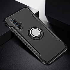 Silikon Hülle Handyhülle und Kunststoff Schutzhülle Tasche mit Magnetisch Fingerring Ständer R06 für Huawei Nova 5 Pro Schwarz