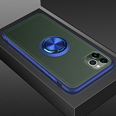 Silikon Hülle Handyhülle und Kunststoff Schutzhülle Tasche mit Magnetisch Fingerring Ständer R07 für Apple iPhone 11 Pro Blau