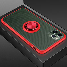 Silikon Hülle Handyhülle und Kunststoff Schutzhülle Tasche mit Magnetisch Fingerring Ständer R07 für Apple iPhone 11 Pro Rot