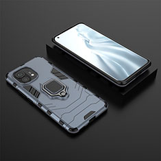 Silikon Hülle Handyhülle und Kunststoff Schutzhülle Tasche mit Magnetisch Fingerring Ständer R07 für Xiaomi Mi 11 5G Blau
