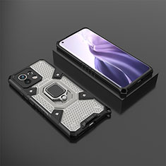 Silikon Hülle Handyhülle und Kunststoff Schutzhülle Tasche mit Magnetisch Fingerring Ständer R11 für Xiaomi Mi 11 5G Grau