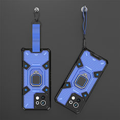 Silikon Hülle Handyhülle und Kunststoff Schutzhülle Tasche mit Magnetisch Fingerring Ständer R12 für Xiaomi Mi 11 Lite 5G Blau