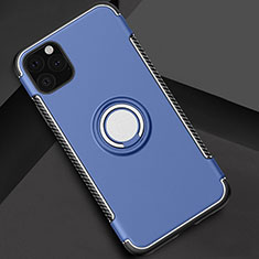 Silikon Hülle Handyhülle und Kunststoff Schutzhülle Tasche mit Magnetisch Fingerring Ständer S01 für Apple iPhone 11 Pro Max Blau