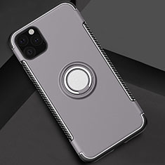 Silikon Hülle Handyhülle und Kunststoff Schutzhülle Tasche mit Magnetisch Fingerring Ständer S01 für Apple iPhone 11 Pro Max Grau