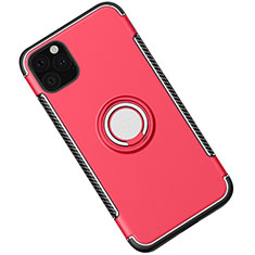 Silikon Hülle Handyhülle und Kunststoff Schutzhülle Tasche mit Magnetisch Fingerring Ständer S01 für Apple iPhone 11 Pro Max Rot