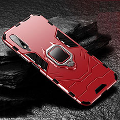 Silikon Hülle Handyhülle und Kunststoff Schutzhülle Tasche mit Magnetisch Fingerring Ständer S01 für Huawei Honor 9X Rot
