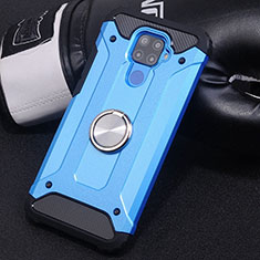 Silikon Hülle Handyhülle und Kunststoff Schutzhülle Tasche mit Magnetisch Fingerring Ständer S02 für Huawei Nova 5i Pro Hellblau