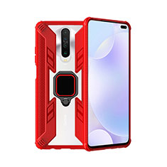 Silikon Hülle Handyhülle und Kunststoff Schutzhülle Tasche mit Magnetisch Fingerring Ständer S02 für Xiaomi Redmi K30 4G Rot