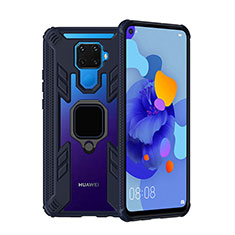 Silikon Hülle Handyhülle und Kunststoff Schutzhülle Tasche mit Magnetisch Fingerring Ständer S03 für Huawei Nova 5z Blau