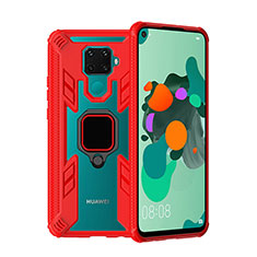 Silikon Hülle Handyhülle und Kunststoff Schutzhülle Tasche mit Magnetisch Fingerring Ständer S03 für Huawei Nova 5z Rot