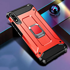 Silikon Hülle Handyhülle und Kunststoff Schutzhülle Tasche mit Magnetisch Fingerring Ständer S04 für Huawei Honor 9X Rot