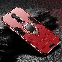 Silikon Hülle Handyhülle und Kunststoff Schutzhülle Tasche mit Magnetisch Fingerring Ständer S04 für Xiaomi Redmi K30 4G Rot