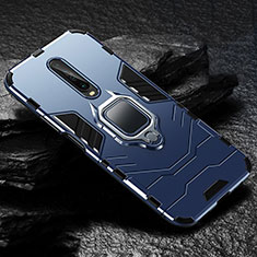 Silikon Hülle Handyhülle und Kunststoff Schutzhülle Tasche mit Magnetisch Fingerring Ständer S04 für Xiaomi Redmi K30i 5G Blau