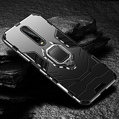 Silikon Hülle Handyhülle und Kunststoff Schutzhülle Tasche mit Magnetisch Fingerring Ständer S04 für Xiaomi Redmi K30i 5G Schwarz