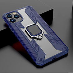 Silikon Hülle Handyhülle und Kunststoff Schutzhülle Tasche mit Magnetisch Ständer A01 für Apple iPhone 11 Pro Max Blau