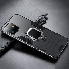 Silikon Hülle Handyhülle und Kunststoff Schutzhülle Tasche mit Magnetisch Ständer A01 für Apple iPhone 11 Schwarz