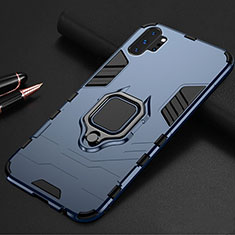 Silikon Hülle Handyhülle und Kunststoff Schutzhülle Tasche mit Magnetisch Ständer A01 für Samsung Galaxy Note 10 Plus Blau