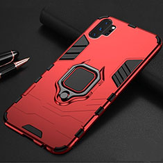 Silikon Hülle Handyhülle und Kunststoff Schutzhülle Tasche mit Magnetisch Ständer A01 für Samsung Galaxy Note 10 Plus Rot